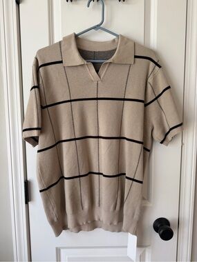 NWT DAZY | Slouchy Knit Polo - Relaxed Fit w/ Banded Hem- Old Money/Quiet Luxury